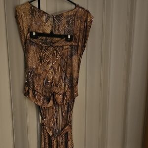 Brown Snake Print Jumpsuit